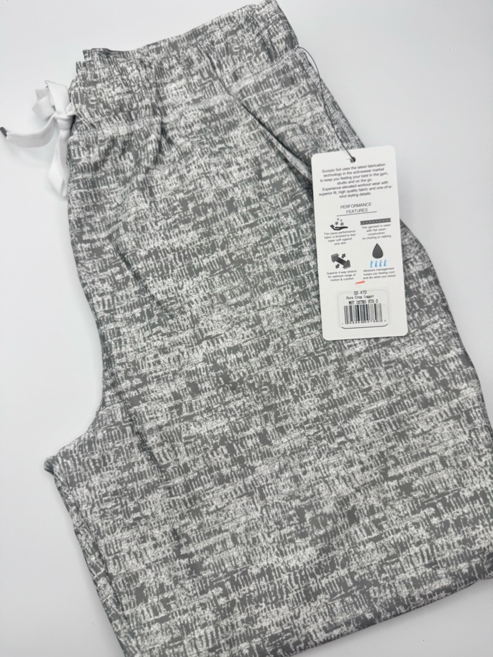 Scorpio Sol NWT Fare Crop Jogger White Distressed Heather Size Small - Picture 6 of 11